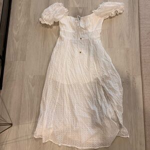 Selfie Leslie Chablis Gathered Bust Puff Sleeve Midi Dress White